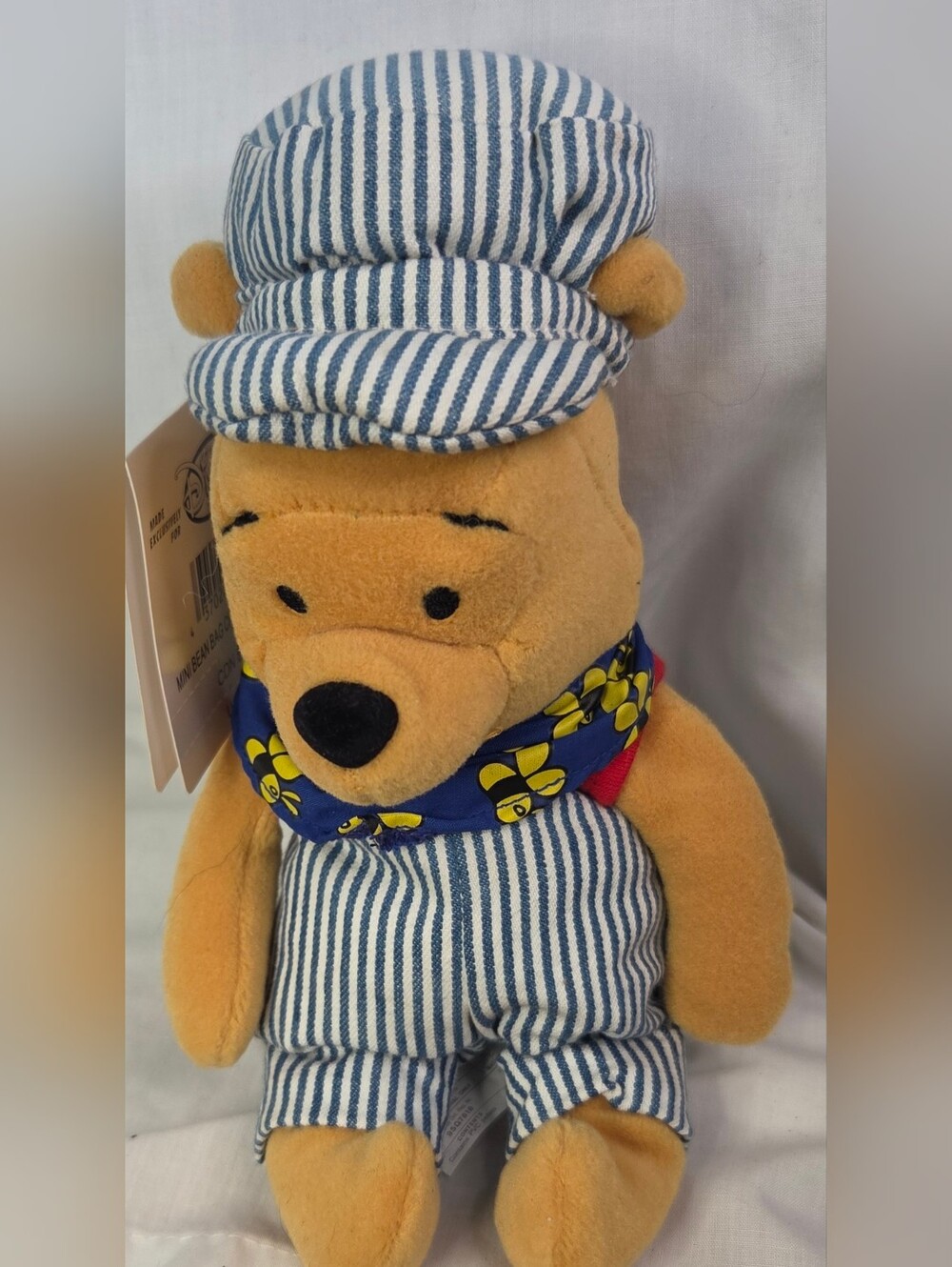 NEW*DISNEY CHOO CHOO POOH WINNIE THE POOH TRAIN CONDUCTOR BEANIE DISNEY STORE